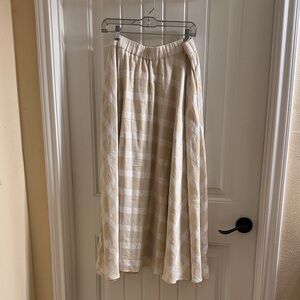 ANTONIO MELANI Cream Checkered Maxi Skirt